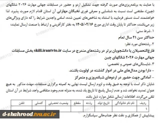 شرکت در اردو وشرکت در مسابقات جهانی مهارتی شانگهای چین